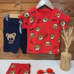 تیشرت شلوارک خرس قرمز کد 308