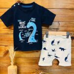 تیشرت شلوارک دایناسور سرمه ای کد 327