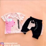 تیشرت شلوارک دایناسور صورتی