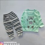 بلوز شلوار خرس سبز راه راه