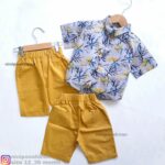 تیشرت شلوارک هاوایی زرد