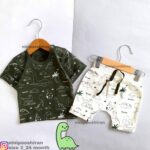 تیشرت شلوارک دایناسور زیتونی