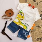 تیشرت شلوارک دایناسور دم نارنجی 218