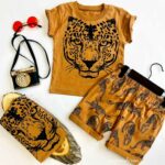 تیشرت شلوارک ببر قهوه ای کد 210