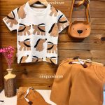 تیشرت شلوارک هاپو قهوه ای کد 278