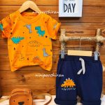 تیشرت شلورک دایناسور نارنجی کد 303