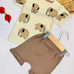 تیشرت شلوارک فیل کرم کد 326