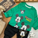 بلوز شلوار میکی موس سبز کد 509