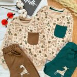 بلوز شلوار زرافه جیب دار