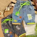 شلوارک جین استیکر دار کد 648