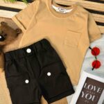 تیشرت شلوارک جیب دار ساده کد 703
