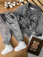 کت شلوار جین زاپ دار  کد 858