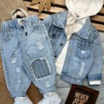 کت شلوار جین طرح راه راه کد 922