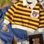 بلوز شلوار راه راه یقه دار کد 941