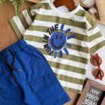 تیشرت شلوارک خورشید راه راه کد 1085