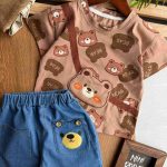 تیشرت شلوارک تدی قهوه ای ( وارداتی ) کد 1069