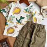 تیشرت شلوارک دایناسور اسکیت سوار کد 1079