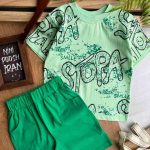 تیشرت شلوارک چاپی حروف کد 1083