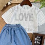 کراپ شلوارک Love کد 1091