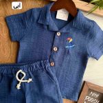 تیشرت شلوارک لینن طوطی کد 1105