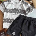 تیشرت شلوارک حروف دو رنگ کد 1152