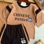 تیشرت شلوارک پاندا نواری کد 1185