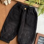 شلوار جین تیکه دوزی مشکی کد 1395