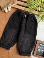 شلوار جین تیکه دوزی مشکی کد 1395