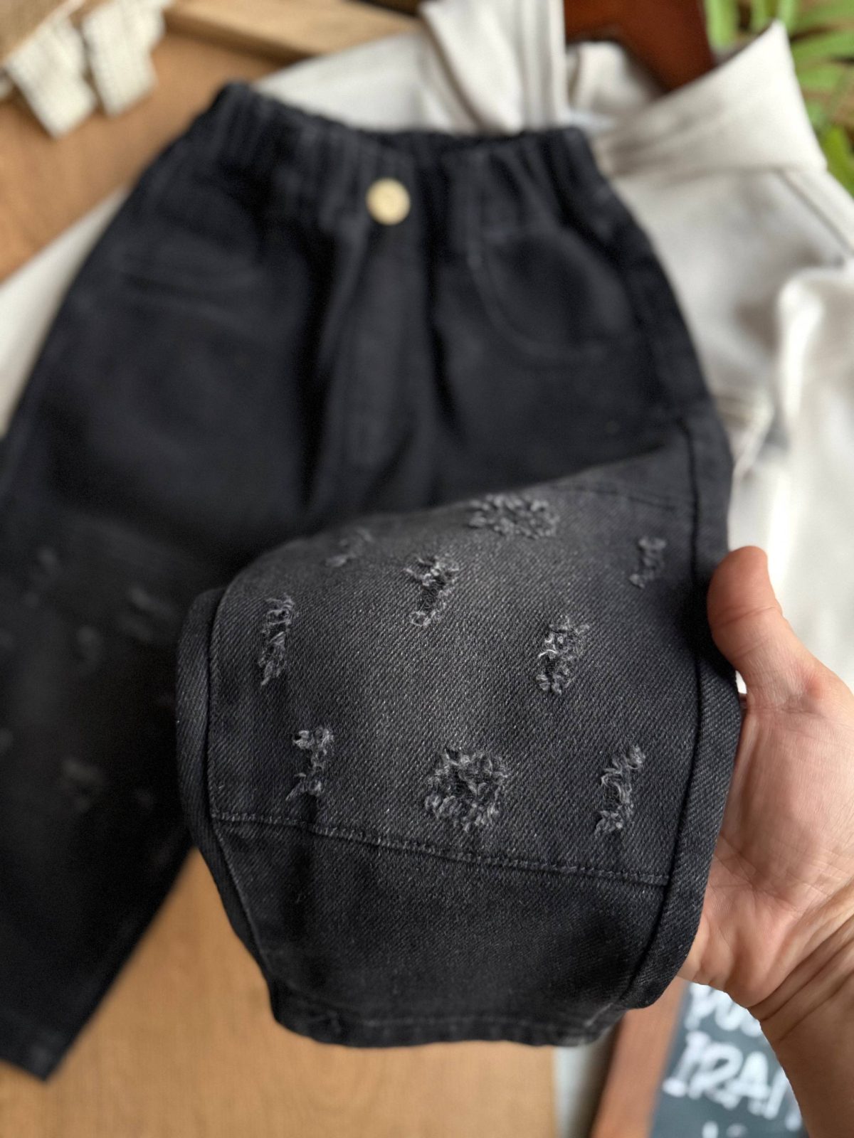 شلوار جین تیکه دوزی مشکی کد 1395 - Image 2