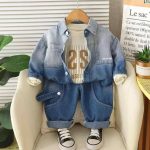 سه تیکه جین جیب دار آبی کد 1410