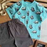 تیشرت شلوارک چاپی کد 1506